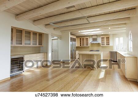 Interior of a empty contemporary kitchen, Santa Fe, New Mexico, USA View Large Photo Image Stock Photo - Interior of a empty contemporary kitchen, Santa Fe, New Mexico, USA. Fotosearch