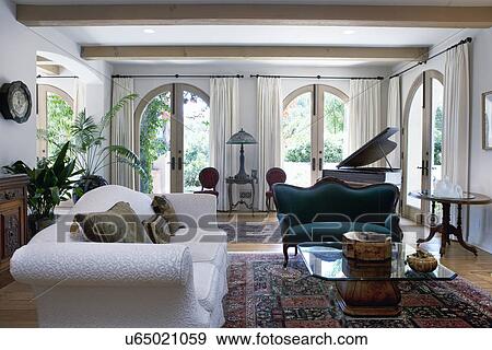 Stock Photo - Interior of a modern living room, California, USA. Fotosearch