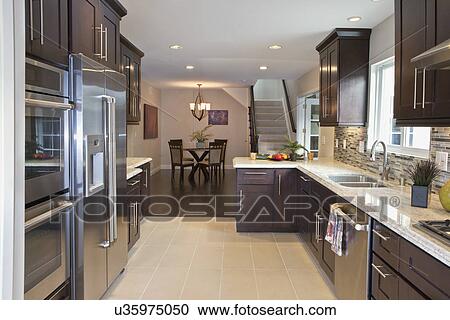 Interior of contemporary kitchen, California, USA View Large Photo Image Stock Image - Interior of contemporary kitchen, California, USA. Fotosearch