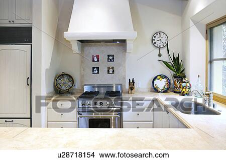 Picture - Interior of domestic kitchen, California, USA. Fotosearch