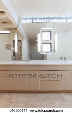 Picture - Interior of empty contemporary bathroom, Santa Fe, New Mexico, USA. Fotosearch