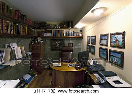 Interior of executive home office, Laguna Beach, California, USA View Large Photo Image Stock Image - Interior of executive home office, Laguna Beach, California, USA. Fotosearch