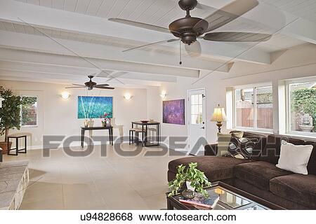 Stock Photo - Interior of living room, California, USA. Fotosearch