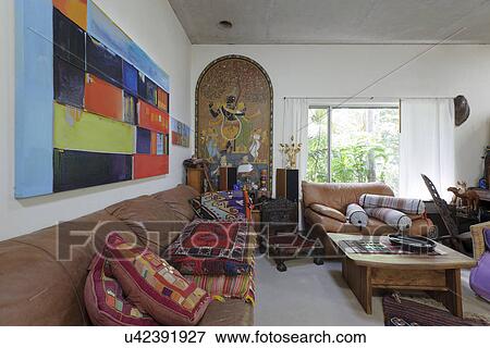 Interior of messy living room View Large Photo Image Stock Photo - Interior of messy living room. Fotosearch