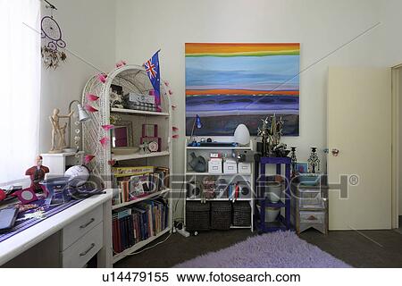 Stock Photography - Interior of study room with shelves. Fotosearch