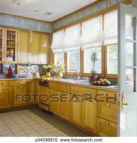 Kitchens Overall Contemporary Wood Stained Cabinets Brass