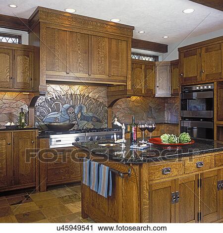 Kitchens View Towards Stove And Island Beautifully Stained