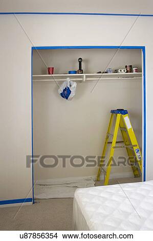 Ladder and objects in room prepared for painting, San Diego, California, United States of America View Large Photo Image Picture - Ladder and objects in room prepared for painting, San Diego, California, United States of America. Fotosearch