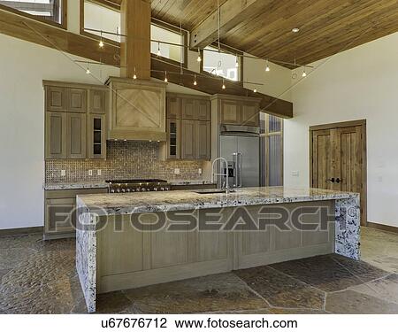 Stock Image - Large open kitchen. Fotosearch