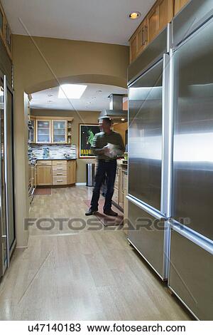 Large stainless steel refrigerator, Albuquerque, New Mexico, USA View Large Photo Image Stock Image - Large stainless steel refrigerator, Albuquerque, New Mexico, USA. Fotosearch