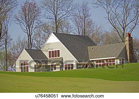 Lawn in front of single family home with bare trees View Large Photo Image Stock Image - Lawn in front of single family home with bare trees. Fotosearch