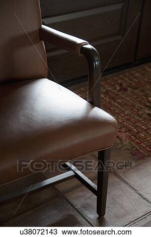 Stock Image - Leather armchair; Porterville; California; USA. Fotosearch