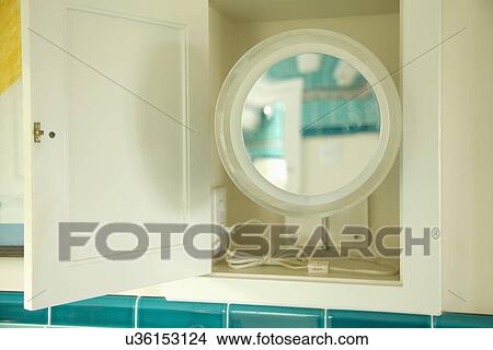 Make up mirror tucked in cupboard; Carpinteria; California; USA View Large Photo Image Picture - Make up mirror tucked in cupboard; Carpinteria; California; USA. Fotosearch