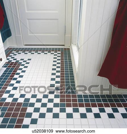 Mosaic tile pattern flooring in domestic bathroom View Large Photo Image Stock Photo - Mosaic tile pattern flooring in domestic bathroom. Fotosearch