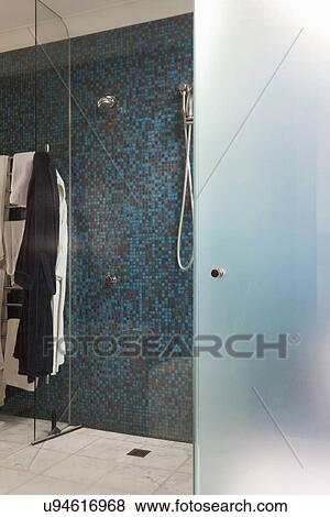 Mosaic tile shower View Large Photo Image Stock Photo - Mosaic tile shower. Fotosearch