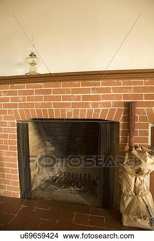 Old Brick Fireplace Carpinteria California Usa Picture