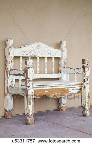 Stock Photo - Old wooden bench; Bakersfield; California; USA. Fotosearch