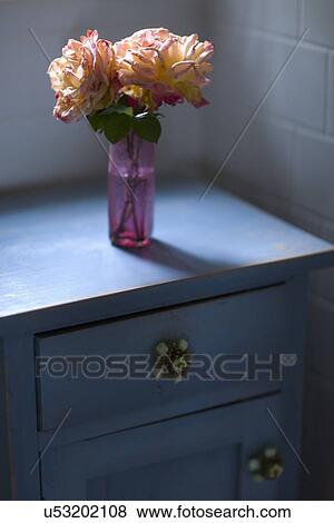 Pink roses on blue countertop; Carpinteria; California; USA View Large Photo Image Stock Photo - Pink roses on blue countertop; Carpinteria; California; USA. Fotosearch