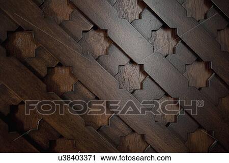 Stock Image - Point star pattern on cabinet door; Irvine; California; USA. Fotosearch