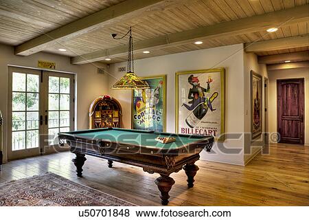 Pool table in home, California, USA View Large Photo Image Stock Photo - Pool table in home, California, USA. Fotosearch