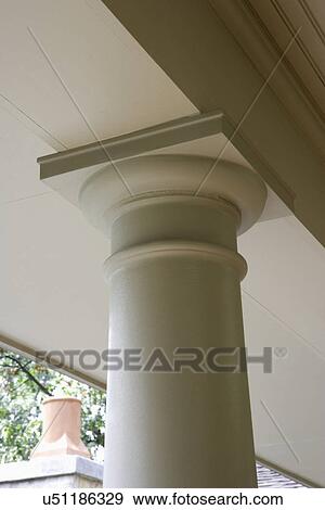 Stock Photo - PORCH: DETAIL: Classical column on contemporary porch. Fotosearch
