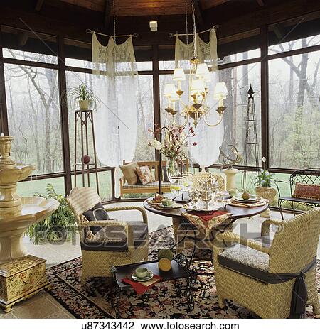Porches Covered Porch Sunroom Decorative Drapes Hang From