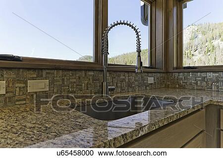 Pull down kitchen faucet View Large Photo Image Stock Image - Pull down kitchen faucet. Fotosearch