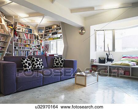 Purple sofa in modern home; Taipei; Taiwan View Large Photo Image Picture - Purple sofa in modern home; Taipei; Taiwan. Fotosearch