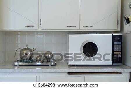 Retro Microwave On Countertop In Kitchen Lincoln Nebraska Usa