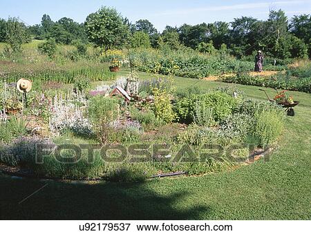 Stock Photo - Skep house in center of garden. Fotosearch