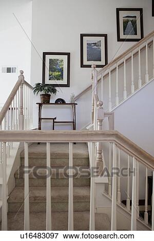 Staircase in traditional home, Laguna Beach, California, USA View Large Photo Image Stock Photo - Staircase in traditional home, Laguna Beach, California, USA. Fotosearch