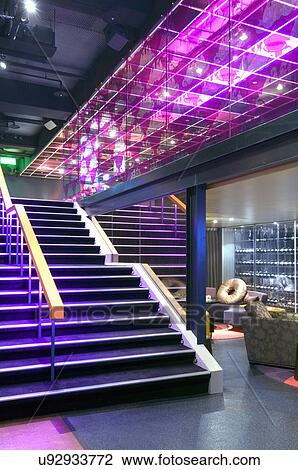 Stock Image - Staircase inside nightclub. Fotosearch