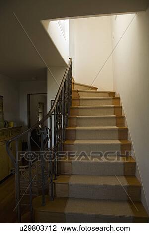 Staircase with carpet runner in home; Carpinteria; California; USA View Large Photo Image Stock Image - Staircase with carpet runner in home; Carpinteria; California; USA. Fotosearch