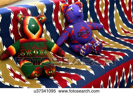 Stuffed bears on Mexican blanket, Santa Fe, New Mexico, USA View Large Photo Image Stock Photography - Stuffed bears on Mexican blanket, Santa Fe, New Mexico, USA. Fotosearch