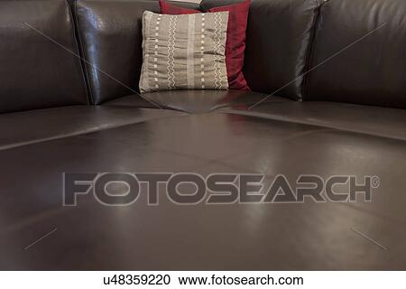 Throw pillows on leather sofa; Burbank; California; USA View Large Photo Image Stock Image - Throw pillows on leather sofa; Burbank; California; USA. Fotosearch