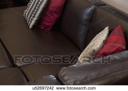 Throw Pillows On Leather Sofa Burbank California Usa