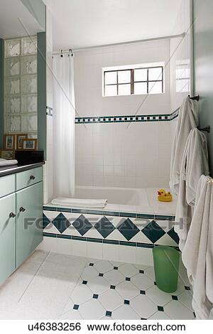 Stock Photograph - Traditional tiled bathroom; Burbank; California; USA. Fotosearch
