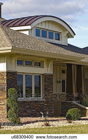Unique Dormer Design With Custom Home Stock Image U68309400