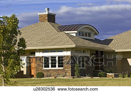 Unique dormer design with custom home View Large Photo Image Stock Photograph - Unique dormer design with custom home. Fotosearch