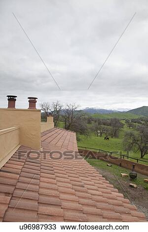 View down red tile roof; Porterville; California; USA View Large Photo Image Stock Image - View down red tile roof; Porterville; California; USA. Fotosearch