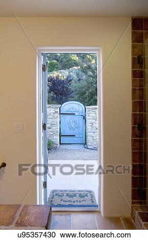 View of a blue gate through doorway; Monterey; California; USA View Large Photo Image Stock Image - View of a blue gate through doorway; Monterey; California; USA. Fotosearch