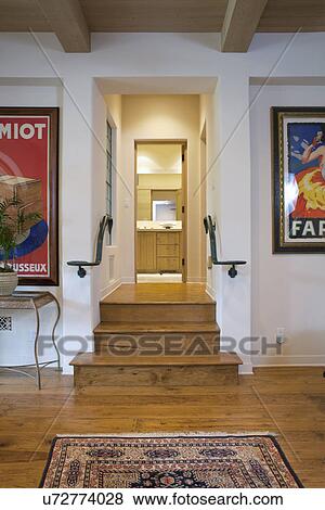View of bathroom through narrow wooden stairway, Laguna Beach, California, USA View Large Photo Image Stock Photo - View of bathroom through narrow wooden stairway, Laguna Beach, California, USA. Fotosearch
