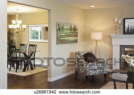 View of dining table from living room in contemporary house, California, USA View Large Photo Image Stock Image - View of dining table from living room in contemporary house, California, USA. Fotosearch