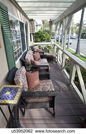 Wicker chairs at porch, Laguna Beach, California, USA View Large Photo Image Stock Image - Wicker chairs at porch, Laguna Beach, California, USA. Fotosearch