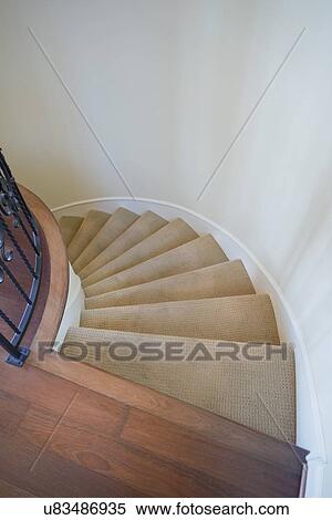 Stock Photography - Winding carpeted staircase, Laguna Beach, California, USA. Fotosearch