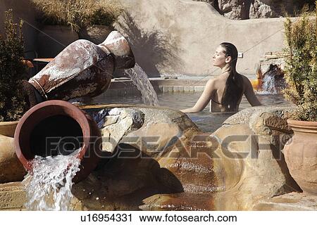 Woman in hot tub in the southwest View Large Photo Image Stock Image - Woman in hot tub in the southwest. Fotosearch
