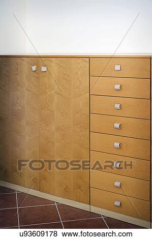 Stock Photo - Wooden cabinet and drawers; Italy. Fotosearch
