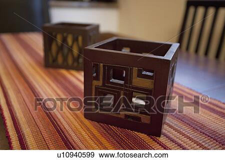 Wooden candle holders on table; Seal Beach; California; USA View Large Photo Image Stock Photo - Wooden candle holders on table; Seal Beach; California; USA. Fotosearch