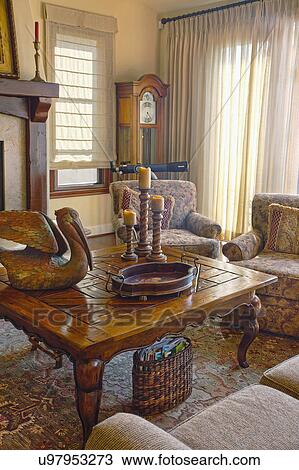 Wooden coffee table in traditional living room, Laguna Beach, California, USA View Large Photo Image Stock Image - Wooden coffee table in traditional living room, Laguna Beach, California, USA. Fotosearch
