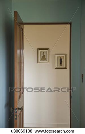 Wooden door in blue bedroom; Carpinteria; California; USA View Large Photo Image Stock Photo - Wooden door in blue bedroom; Carpinteria; California; USA. Fotosearch